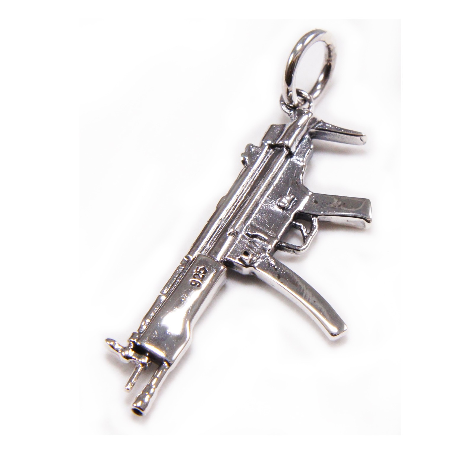 MP 5 SUB-MACHINE GUN 925 STERLING SILVER BIKER GOTHIC ROCKABILLY PENDANT CS-025