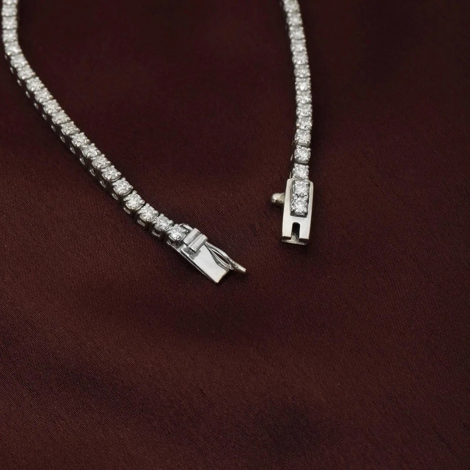 Round Natural Diamond Tennis Bracelet 14k White Gold Special Gift For Daughter