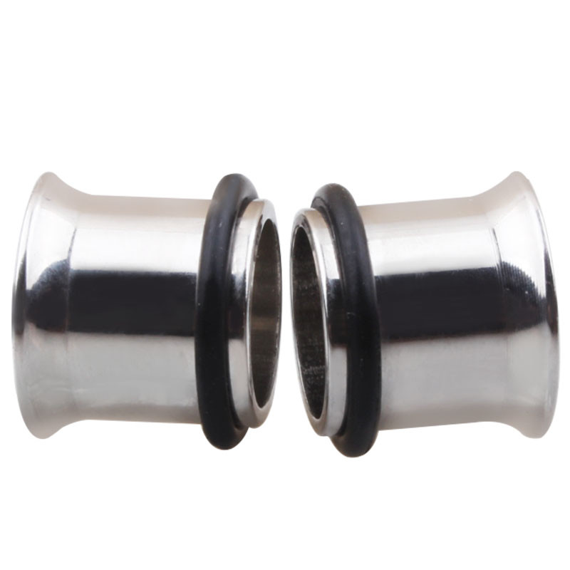 Pair Surgical Steel Flesh Tunnels Single Flare Ear Plugs Earring Expanders Ring