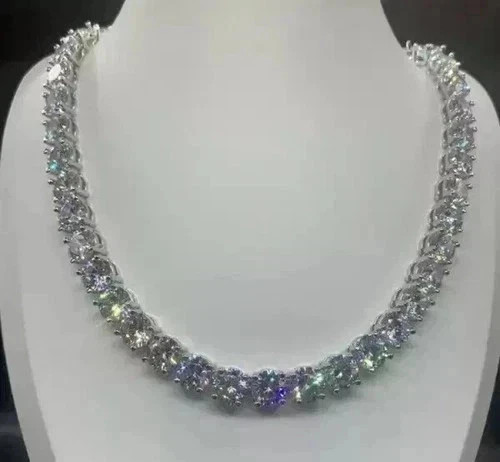 28Ct Round Lab Created Diamond 14k White Gold Plated Tennis Necklace Men’s 22”
