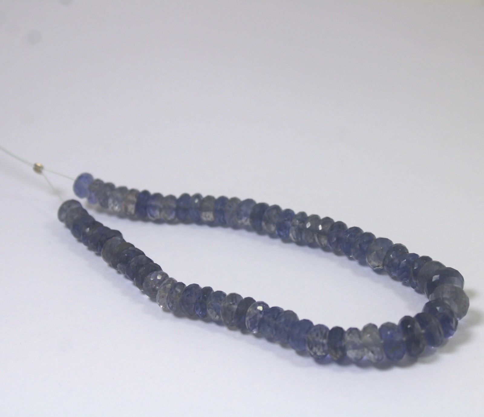 81 Ct 6 to 8.5 MM Natural Faceted Purple Blue Iolite Rondelle Shape 8 Inch Beads