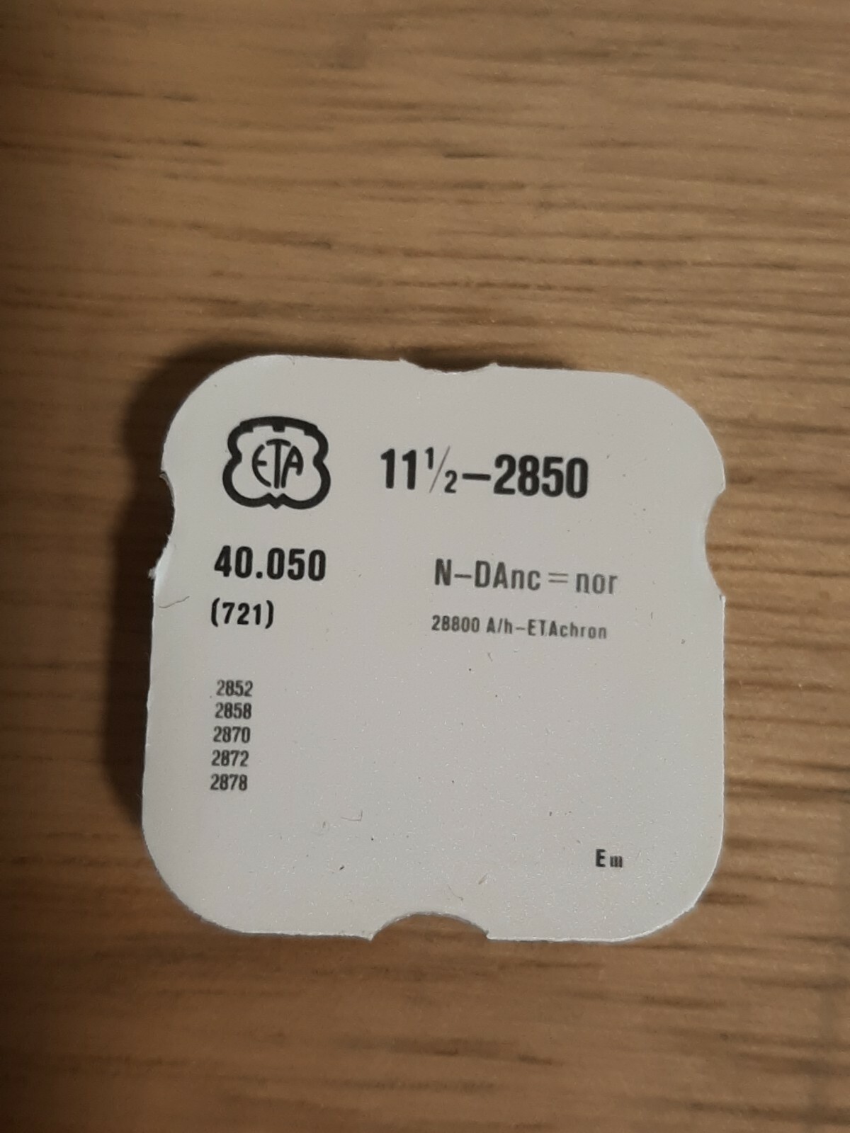 Complete balance ETA 2850 2852 2858 2870 2872 complete balance original NOS