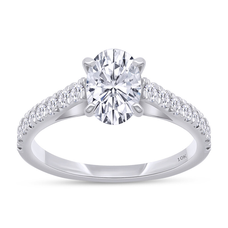 1.38ct Lab Grown Diamond Cathedral Style Engagement Ring in 10K White Gold