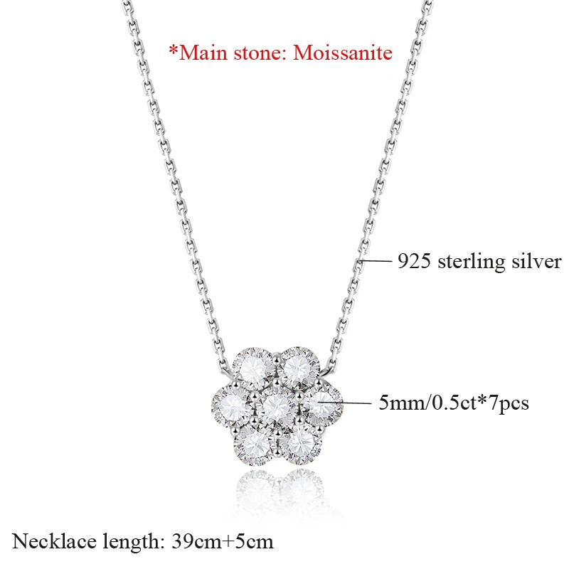 Top Quality Real Moissanite Pendant Necklace 925 Sterling Silver Party for Women