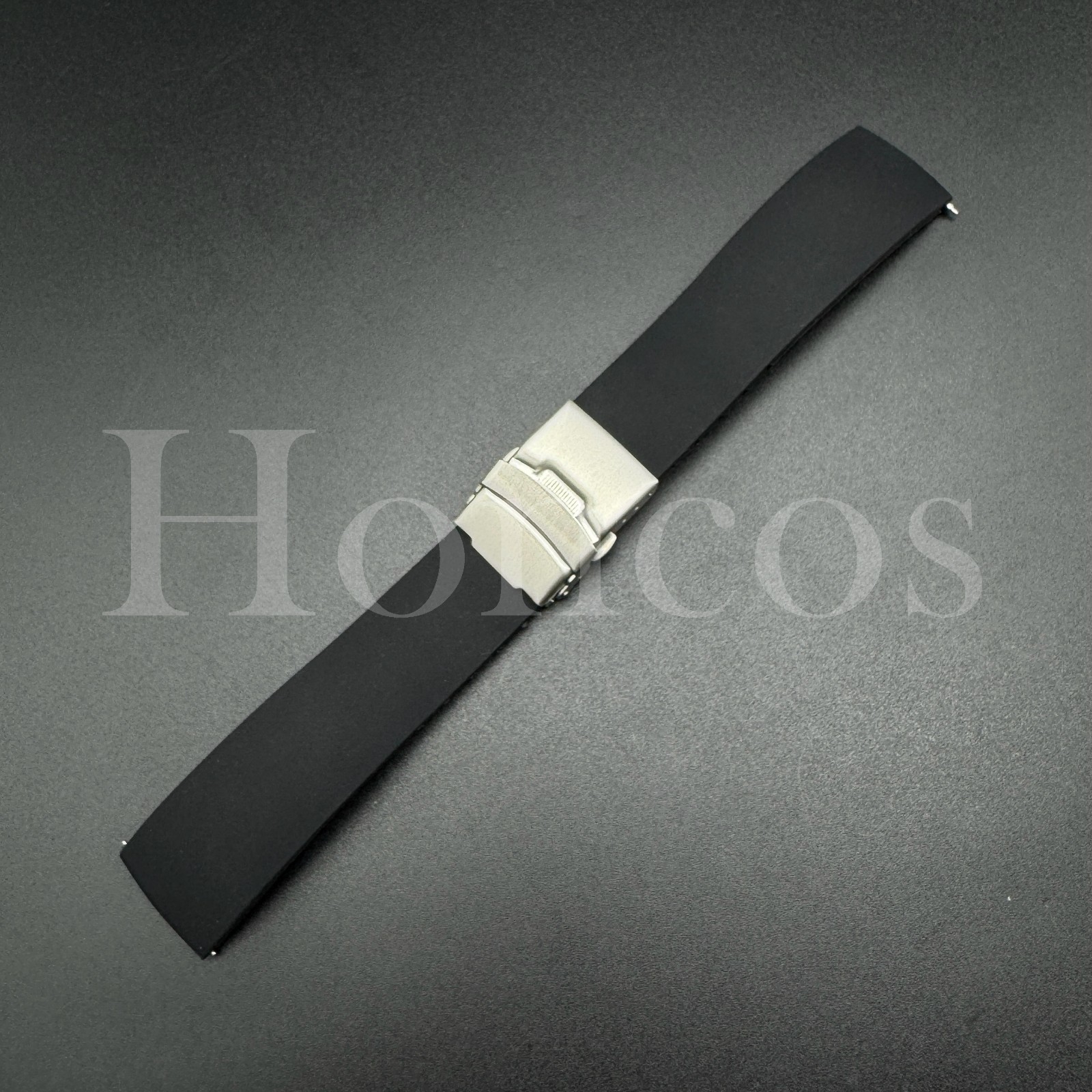 18 20 22 24 MM Silicone Smooth Flat Rubber Watch Strap Band Deployment Clasp USA