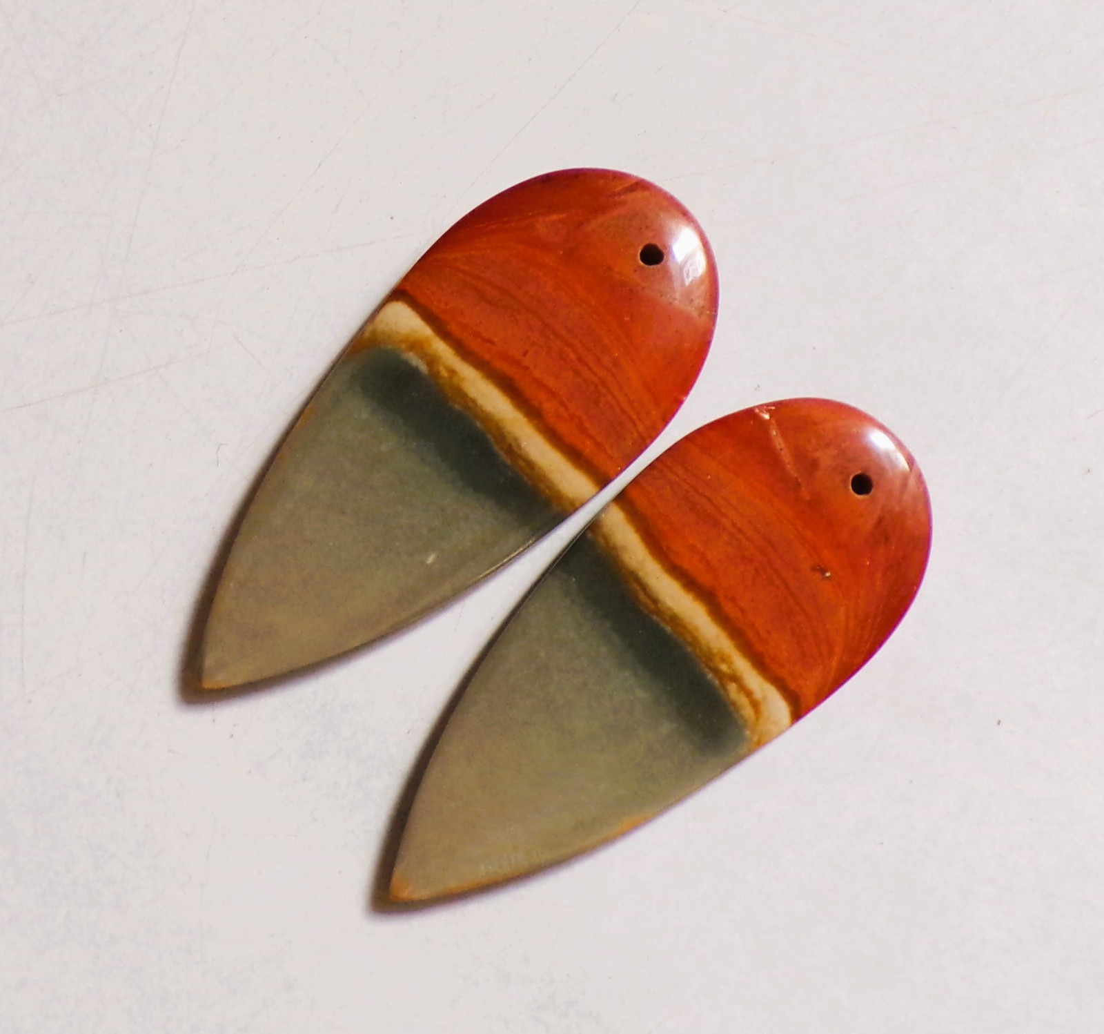 39.35 Cts Natural Polychrome Jasper Drilled Cabochon Pair Gemstone 40.3X18MM 73