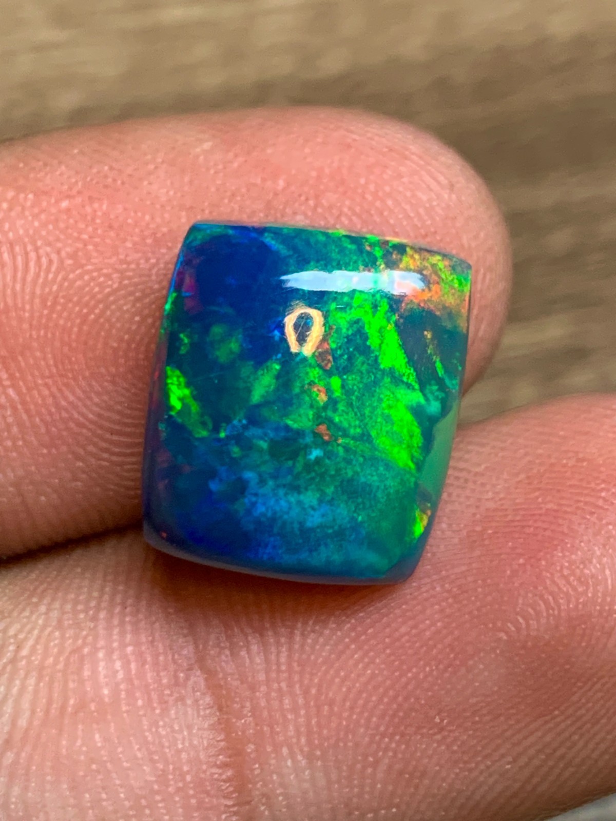 Ethiopian Black Opal 5.80crt Cushion Cabochon Rainbow Loose Gemstone for Jewelry