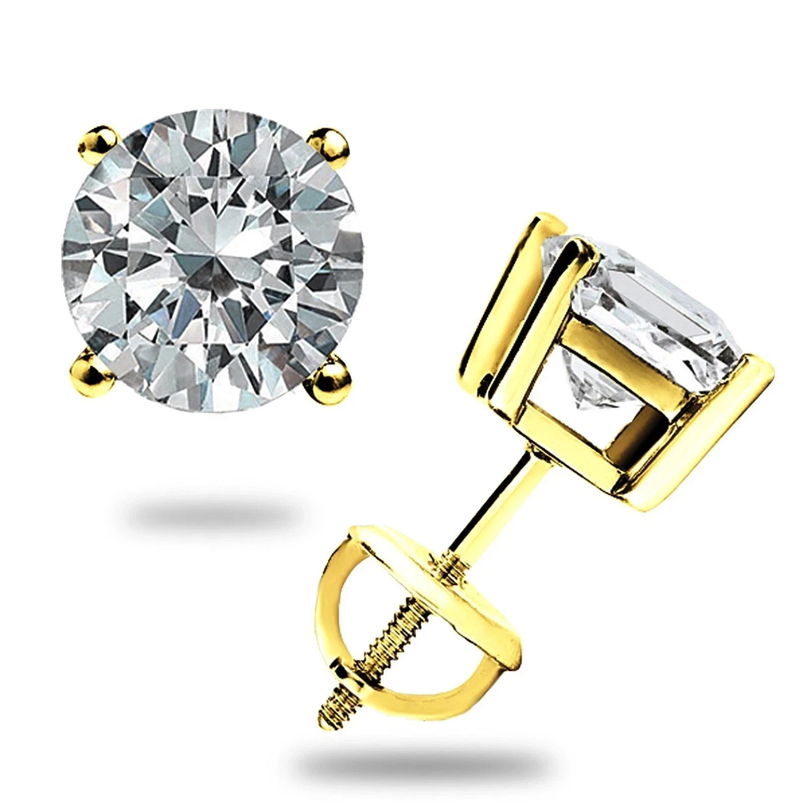 Moissanite screw back 925 silver Solitaire Stud Earrings GRA Certified VVS1