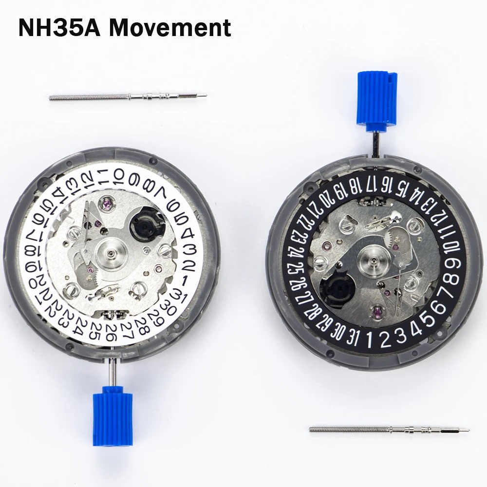 SEIKO NH35 NH35A Automatic Watch Movement Date 3H White/Black Disc Japan SII