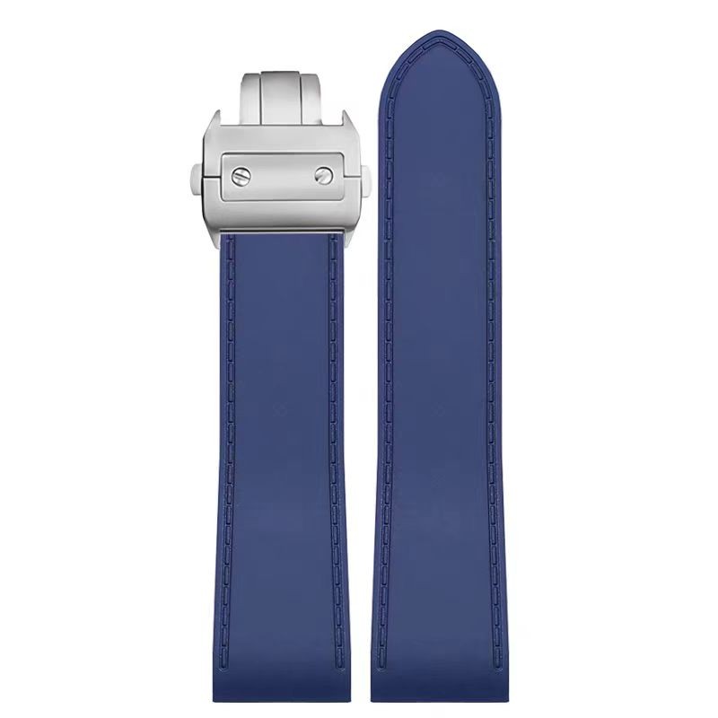 23MM 25MM RUBBER STRAP WATCH BAND FOR CARTIER SANTOS 100 XL CHRONO CLASP