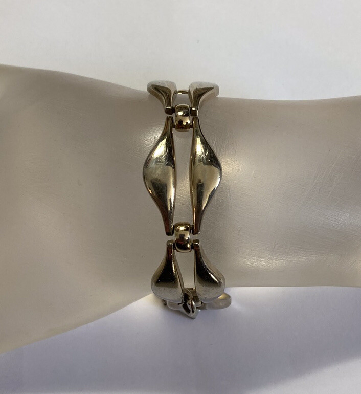 Monet Midcentury Space Age Link Bracelet with Safety Chain 7”