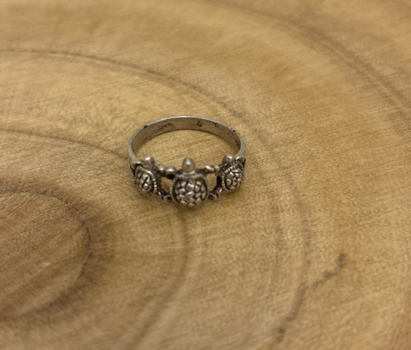 925 Sterling Silver 3 Turtle Ring Texture Shell Antique Finish Jewelry Stamp CW