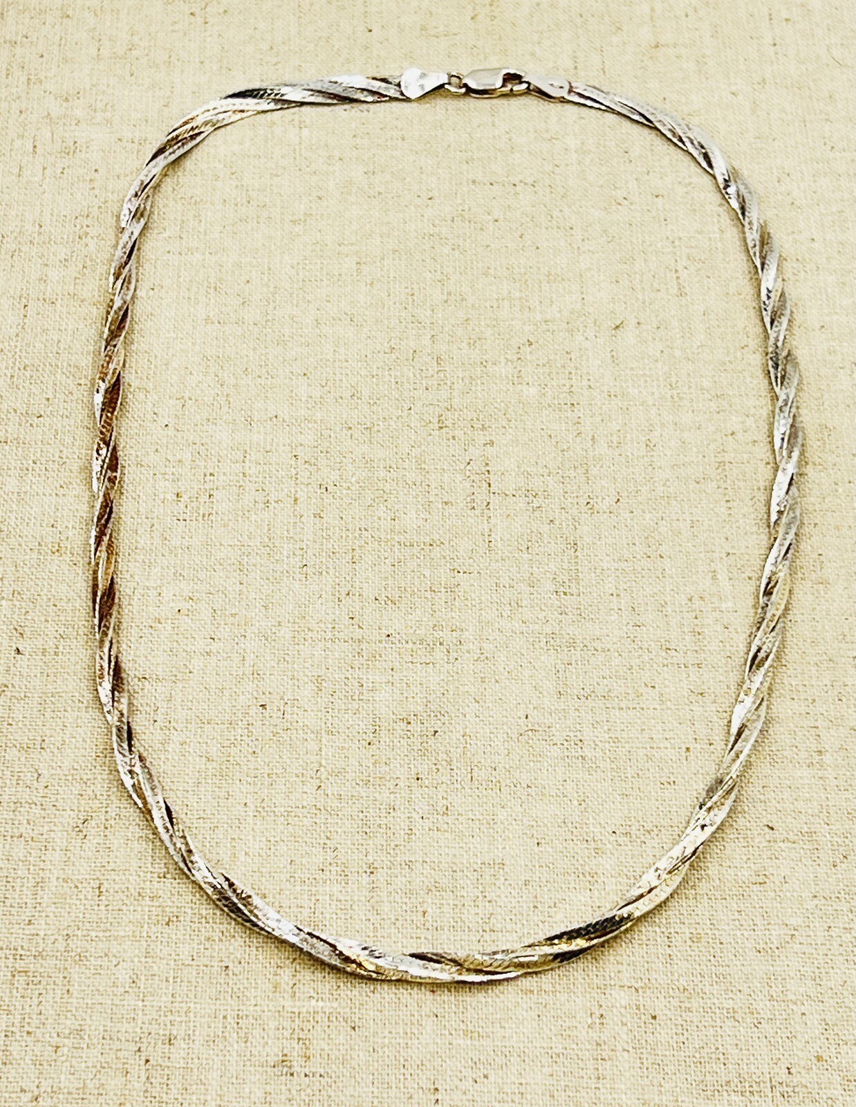 18” Sterling Silver 925 Triple ￼￼Twisted ￼Braided Woven Herringbone Necklace