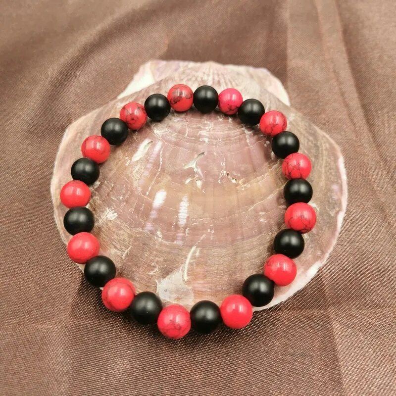 Natural Black White Pine Mixing Stone 8 mm Beaded Strand Bracelets Yoga Jewelry