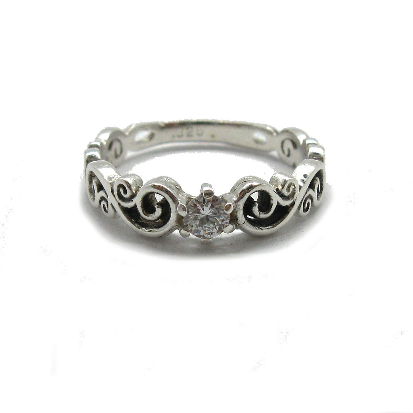 Stylish Sterling Silver Engagement Ring Solid 925 With 3.5mm Cubic Zirconia