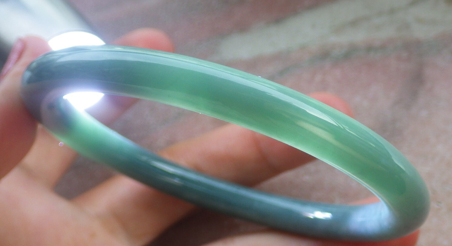 Video Certified Green Natural A JADE Jadeite Circle Bangle Bracelet 61mm 202367