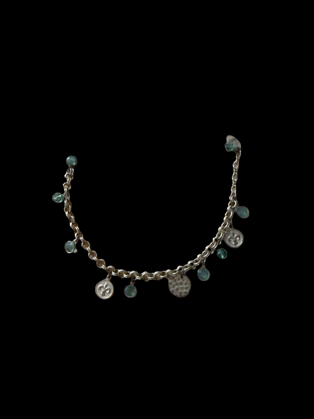 Liz Palacios Disc Charm Rhinestone Chain Link Bracelet