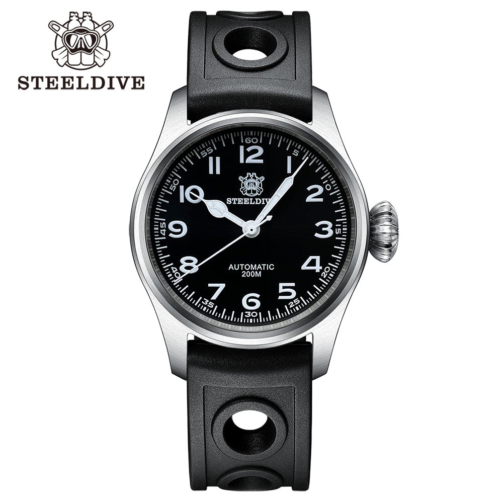 STEELDIVE SD1928M Mens Pilot 39mm 1928M Automatic Dive Watch NH35 Sapphire Steel