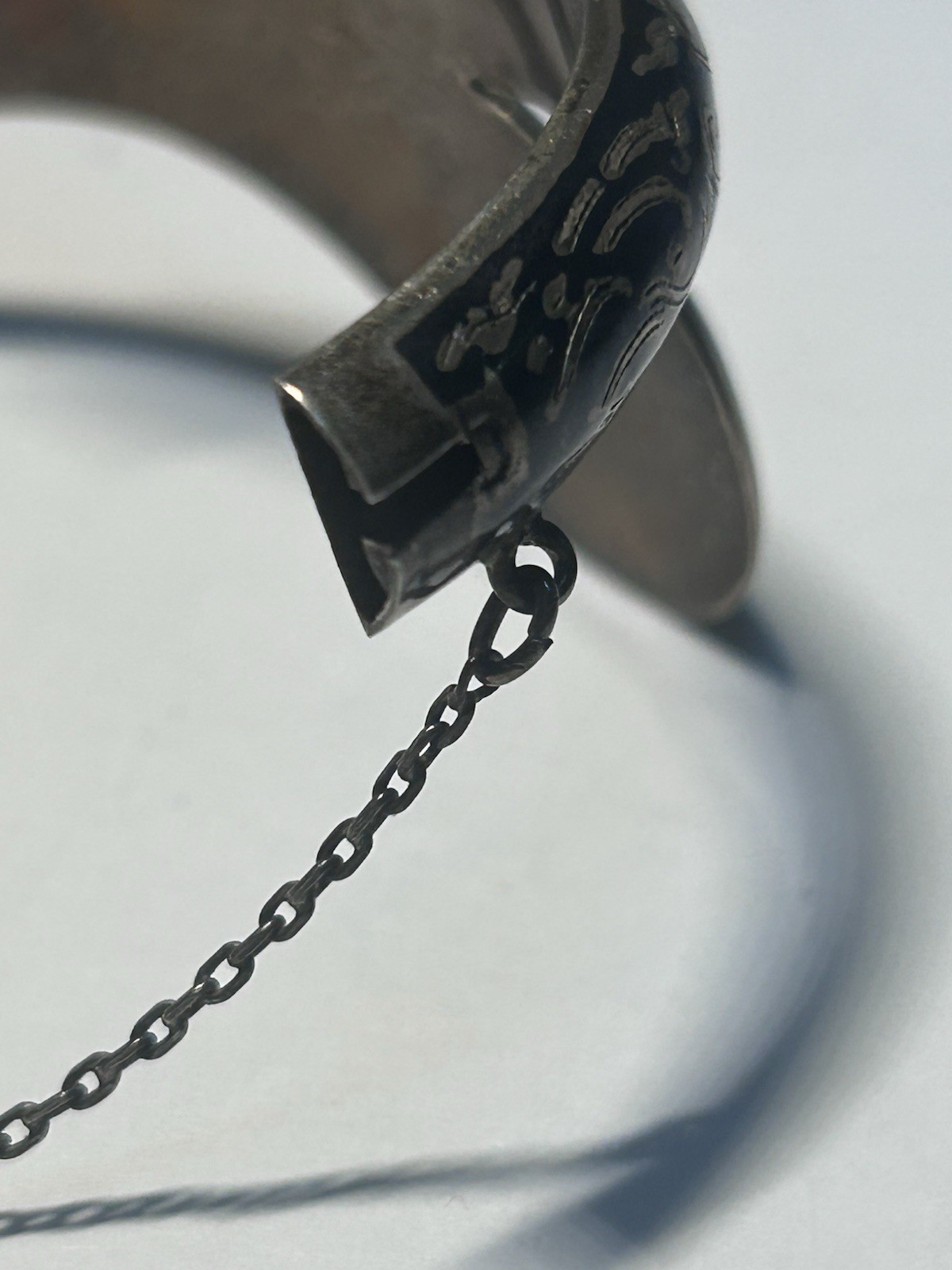 Sterling Vintage Engraved Cuff Bracelet 925 Silver Push Lock