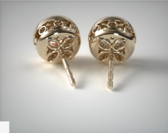 4 Ct Round Cut Simulated Diamond Bezel Set Stud Earrings 14K Yellow Gold Finish