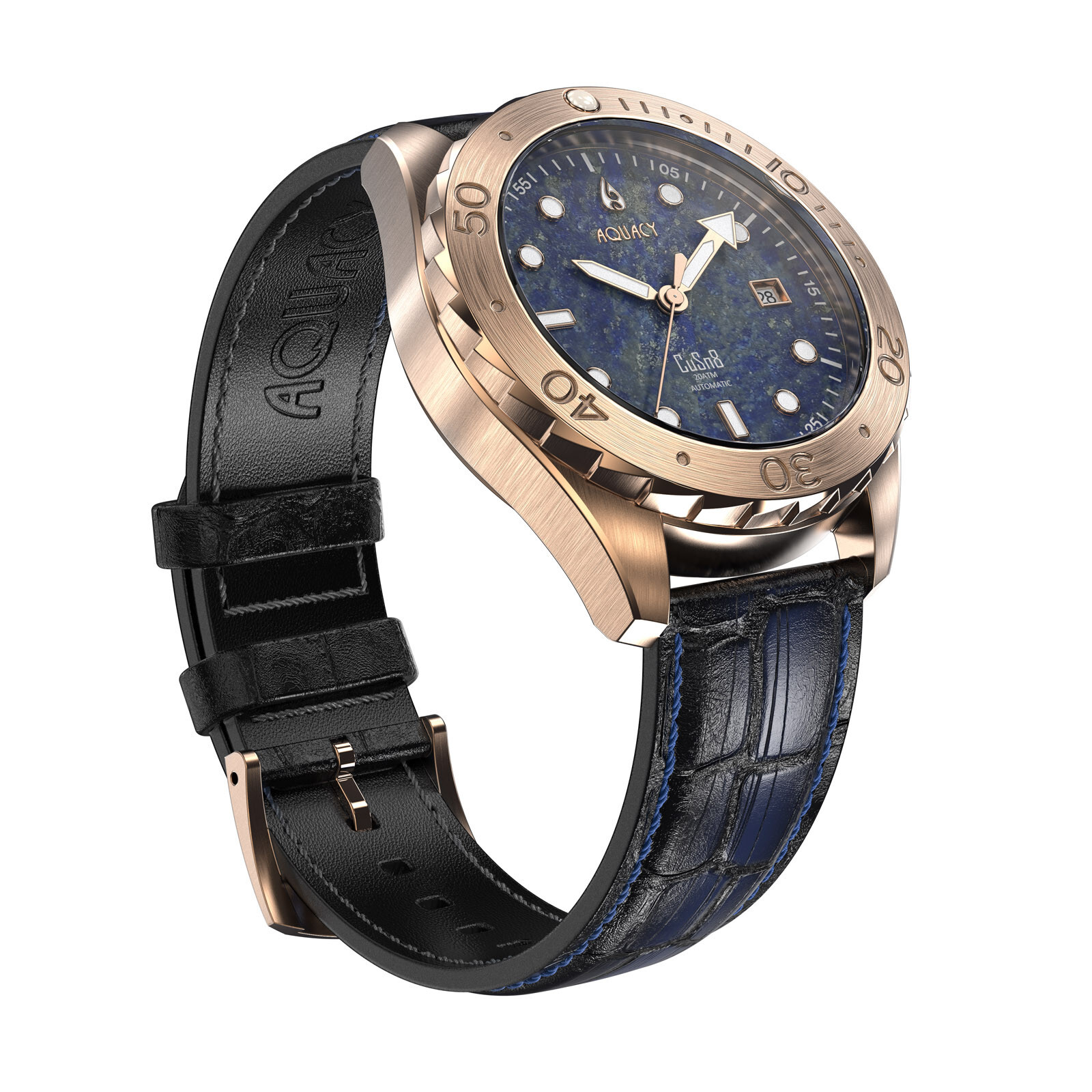 Aquacy Bronze CuSn8 Men’s Lapis Lazuli Stone Dial Watch Automatic 200M Miyota