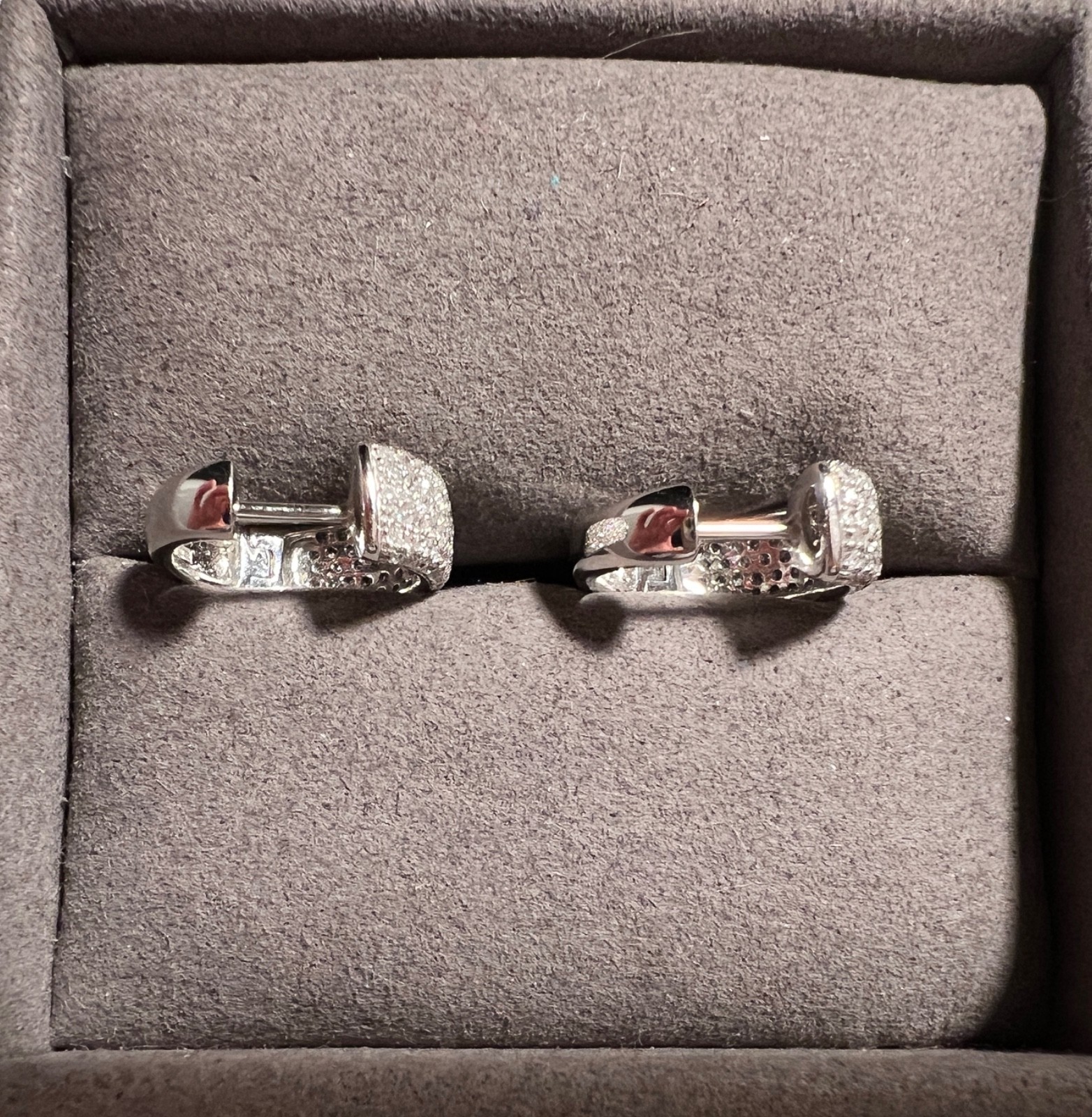 Effy 14K White Gold Pave Diamond Huggie Earrings