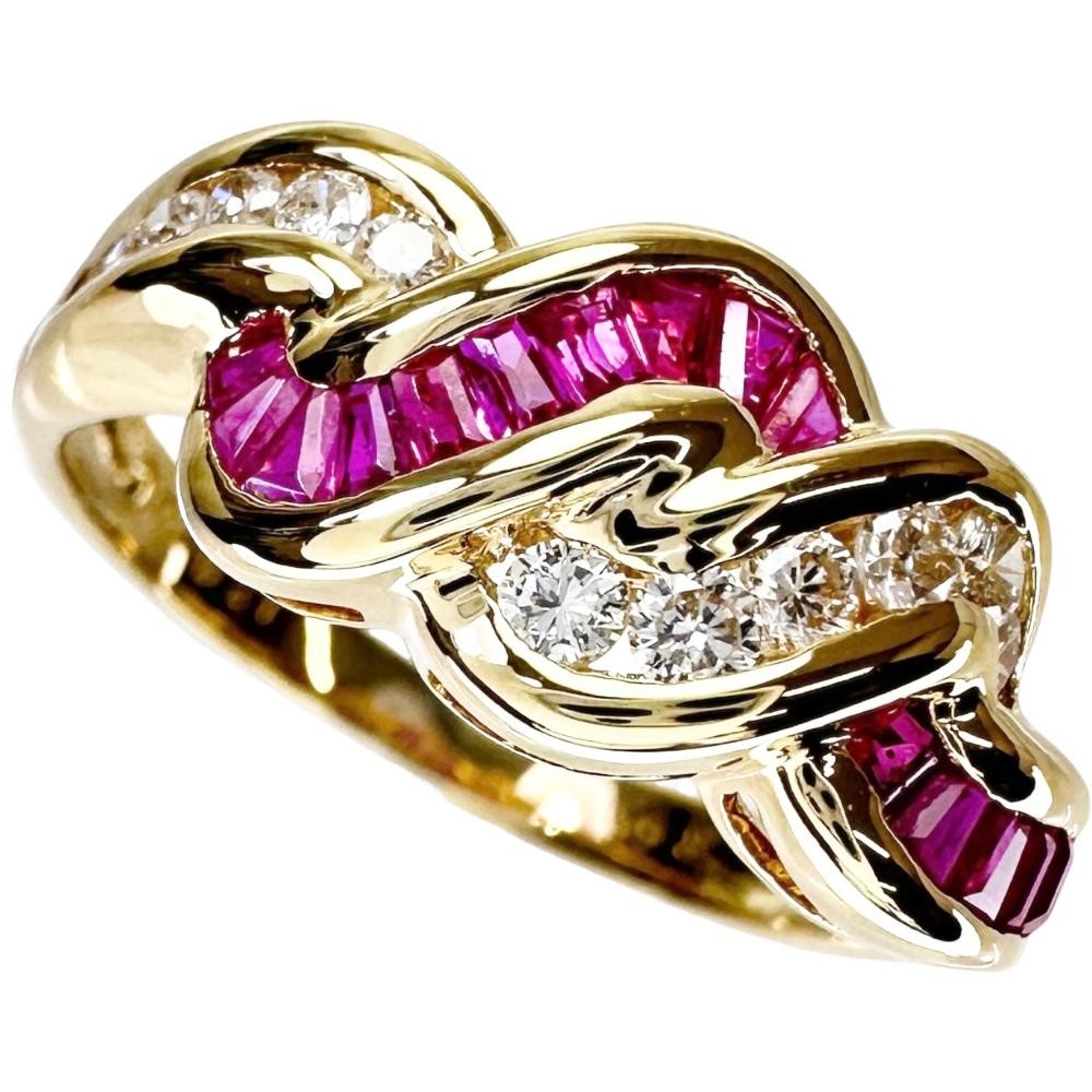 US 7.8 Ruby 0.65ct diamond 0.27ct Ring K18 Gold 4.3g Women