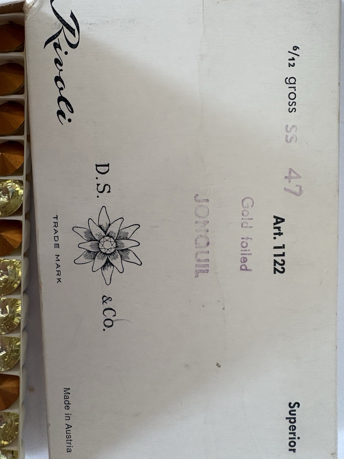 47Ss JONQUIL VINTAGE SWAROVSKI RIVOLI GOLD FOILED RHINESTONES (72PCS)$15.99