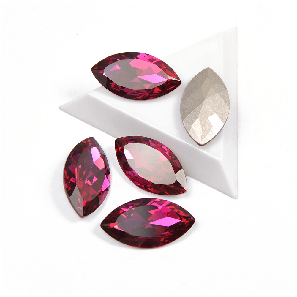 4227 Fuchsia Navette K9 Glass Crystal loose Bead Sew on Rhinestone 17x32mm 1pcs