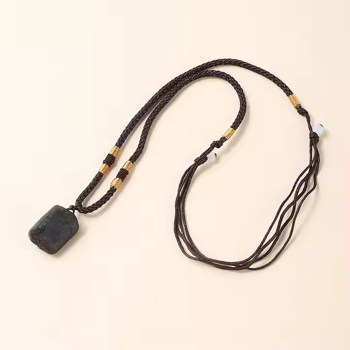 100% Natural Black Tourmaline Chunk Pendant Protection Necklace for Man Woman