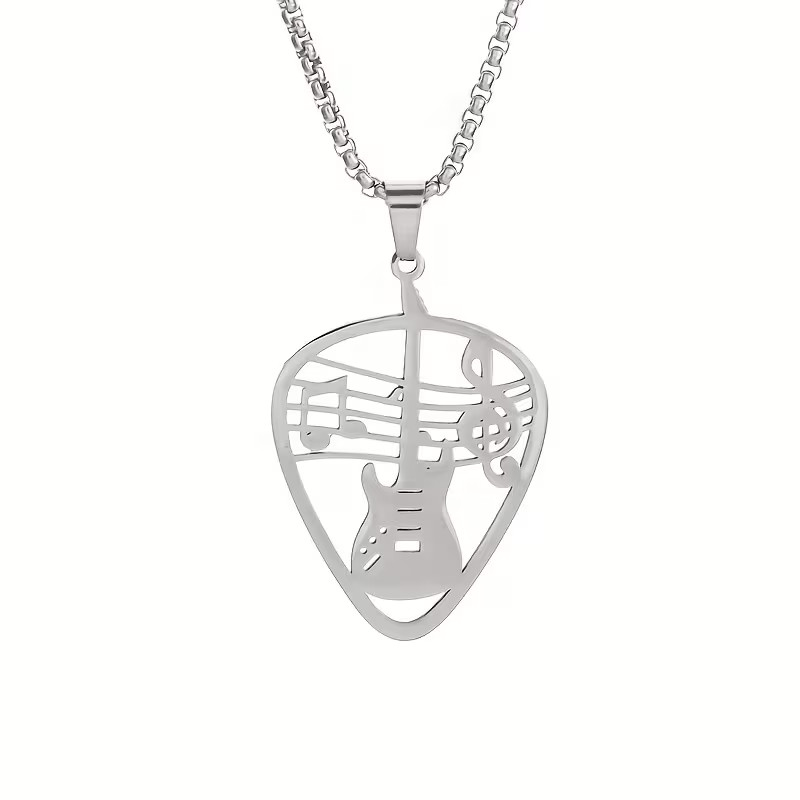 Guitar Pick Necklace Instrument Jewelry 304 Stainless Steel Music Pendant