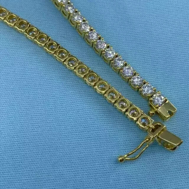 20CT Round Cut Created Diamond 18″ Tennis Necklace 14K Yellow Gold Finish 4MM