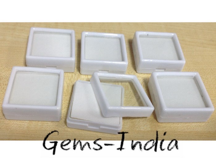 6 Pcs 4×4 Cm White Gem Display plastic box Storage for Gems / Diamonds Glass Top