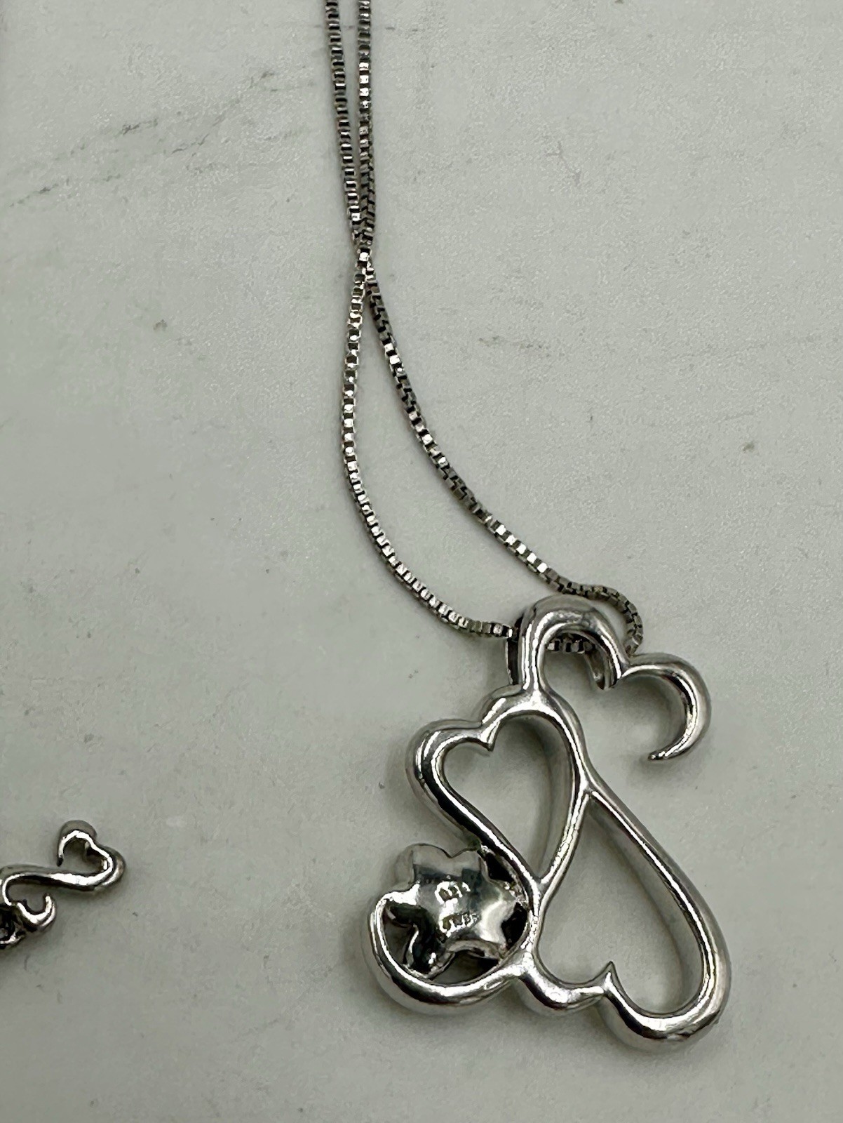 Jane Seymour Open Hearts Paw Print Black Diamond 925 Sterling Silver Necklace