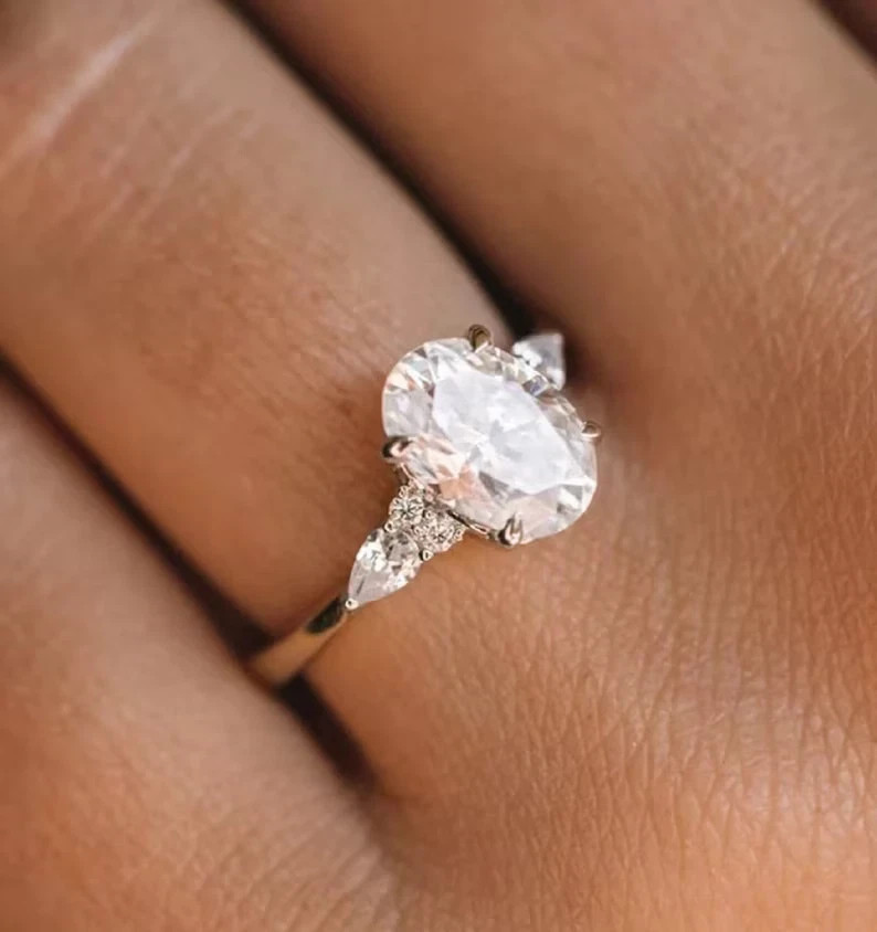 2.32 Ct Oval Cut Simulated 14k White Gold Plated Stunning Solitary Ring