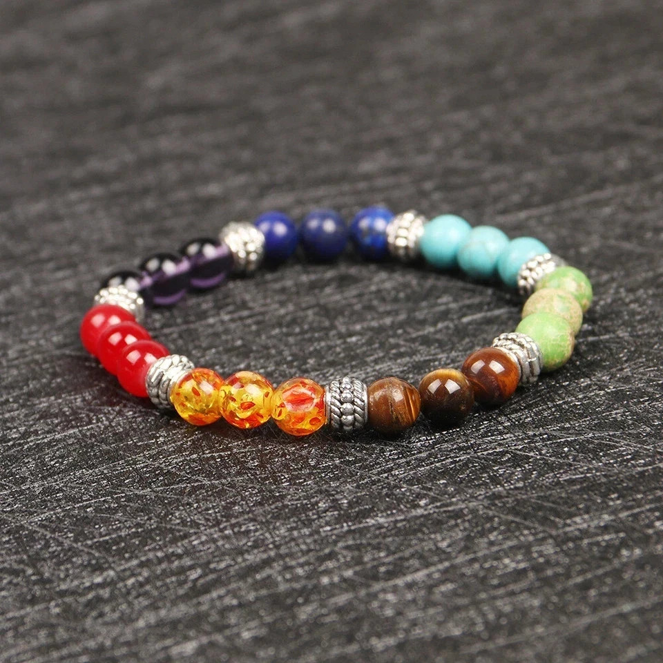 7 Chakra Natural Stone Reiki Energy Healing Women Men Charm Bracelets Jewelry