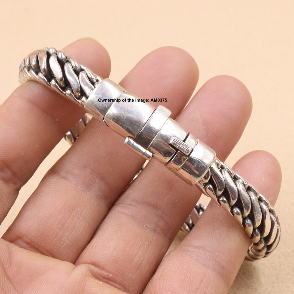 New Pure 925 Sterling Silver 10mm Curb Link Chain Sterling Silver Bracelet 8.26″