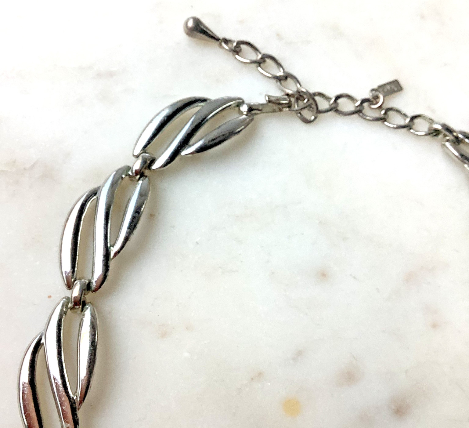 Vintage Monet Necklace Retro 1980’s Choker Silver Tone Heavy Links Adjustable