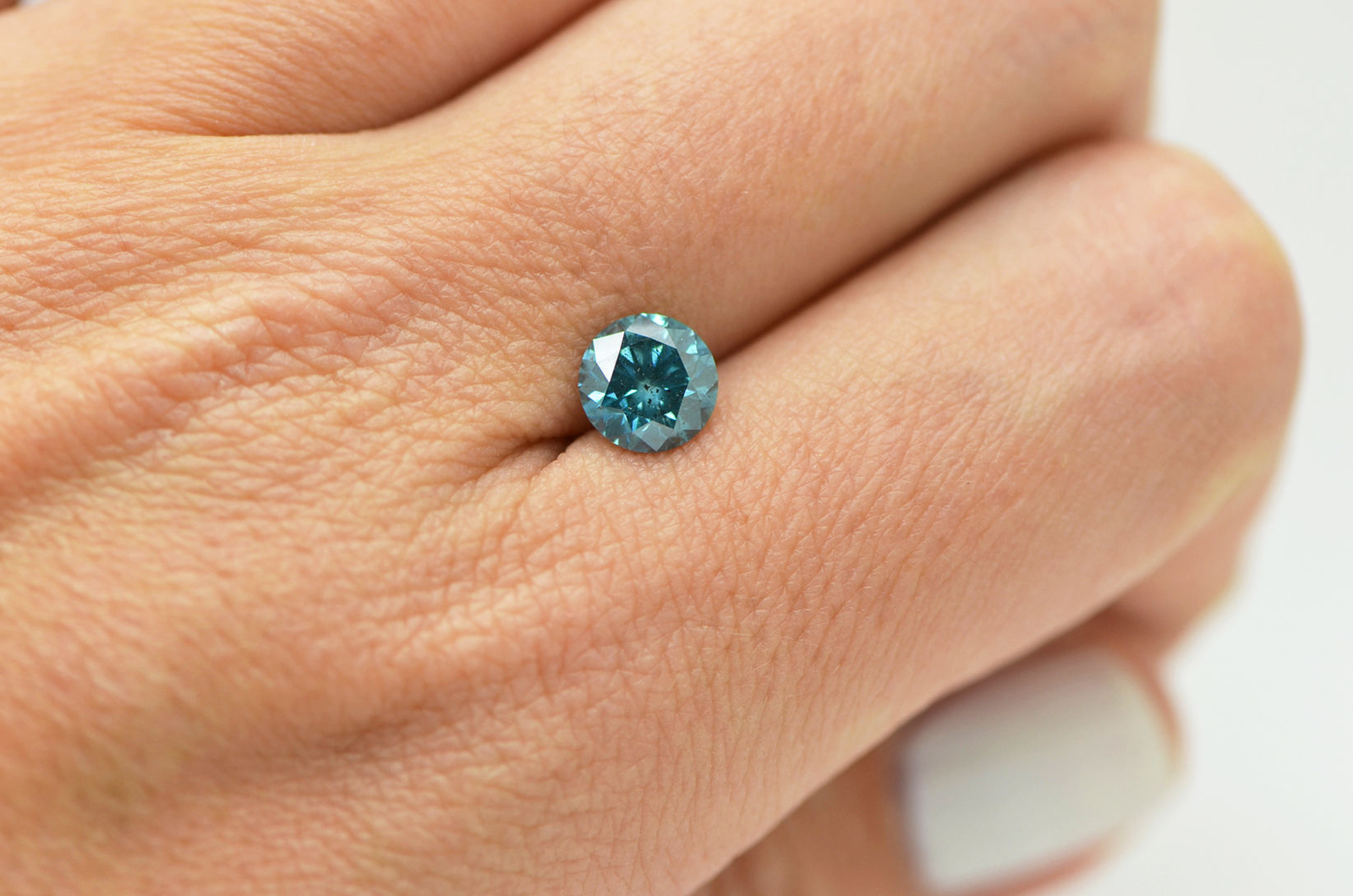 Round Shape Diamond Fancy Blue Color Loose Enhanced SI1 Natural Real 1.37 Carat