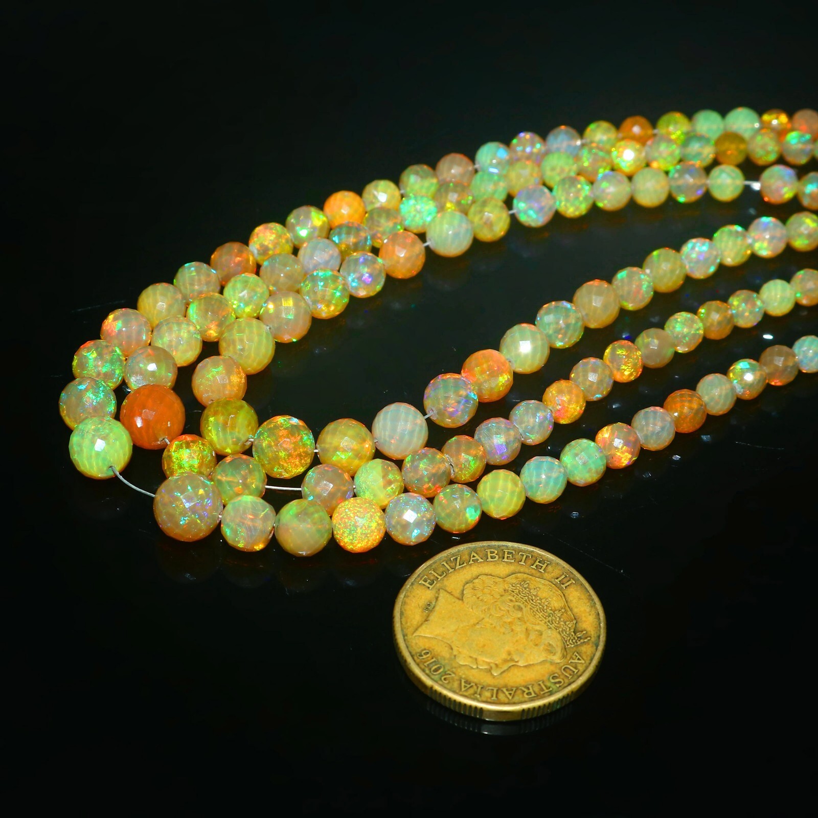 Beads Faceted Opal Natural Gemstone Ethiopian Strand Round Rondelle Fire 518