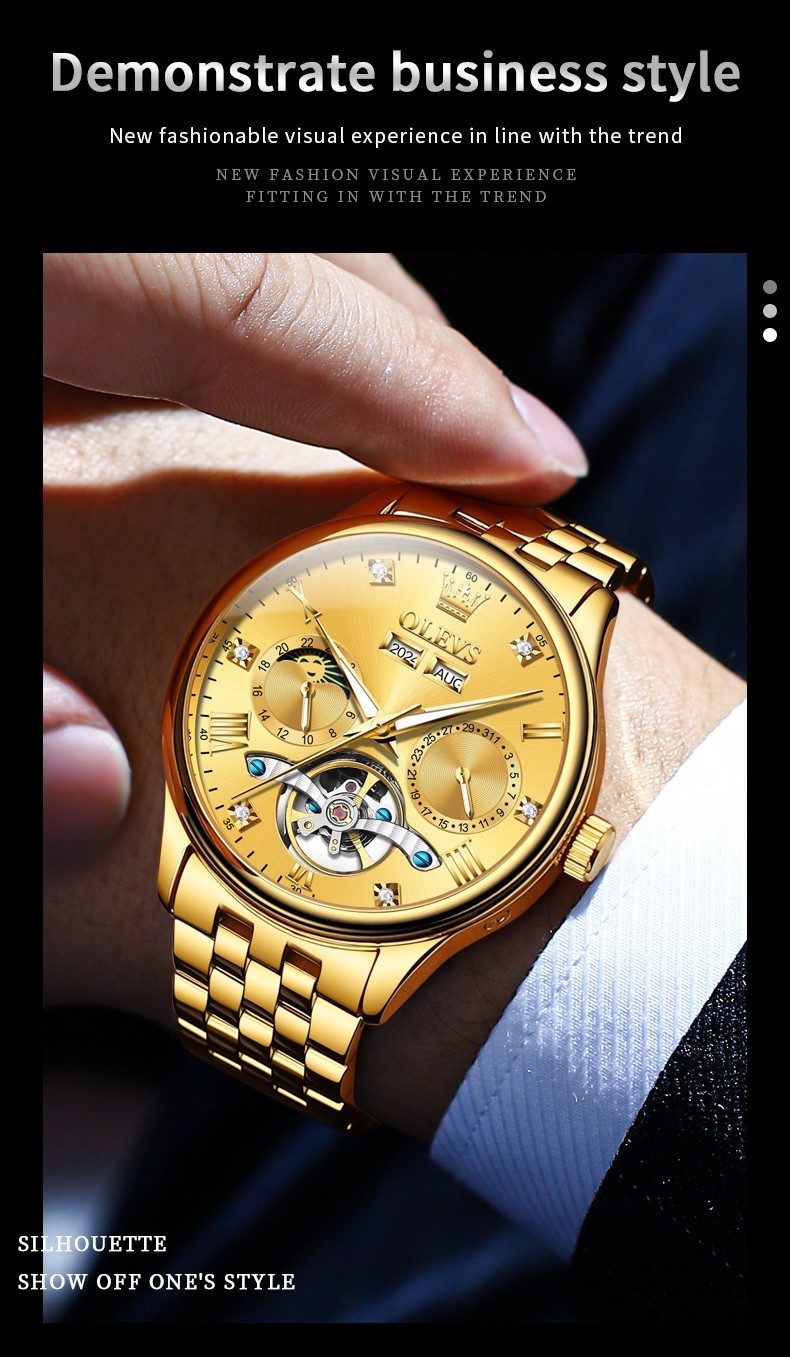 OLEVS 7023 High Quality Stainless Steel Strap Business Gents Automatic Watch