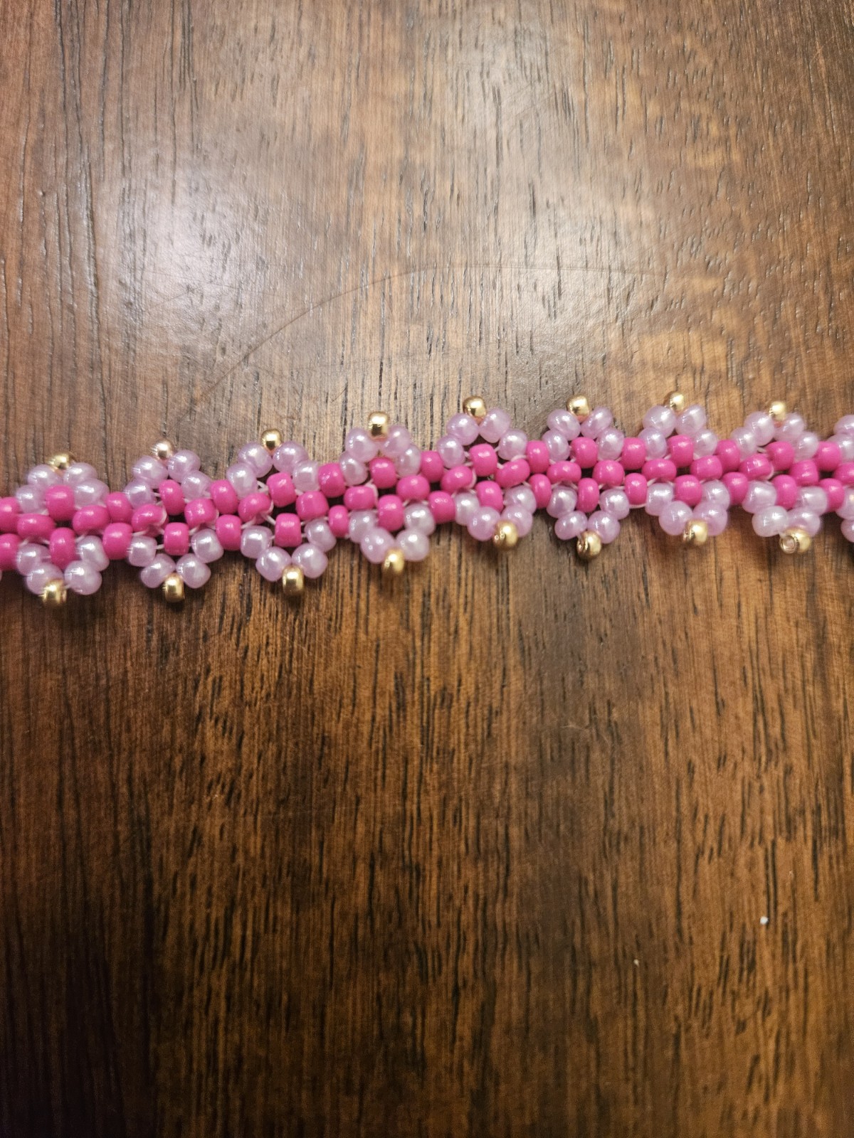 Pink Handmade Seed Bead Bracelet