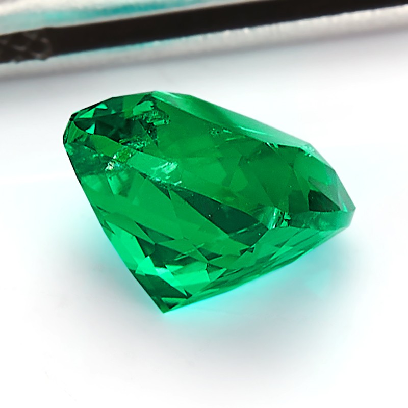 AGL Lab Grown Cushion Colombian Emerald Stone with Inclusions for Jewelry Making
