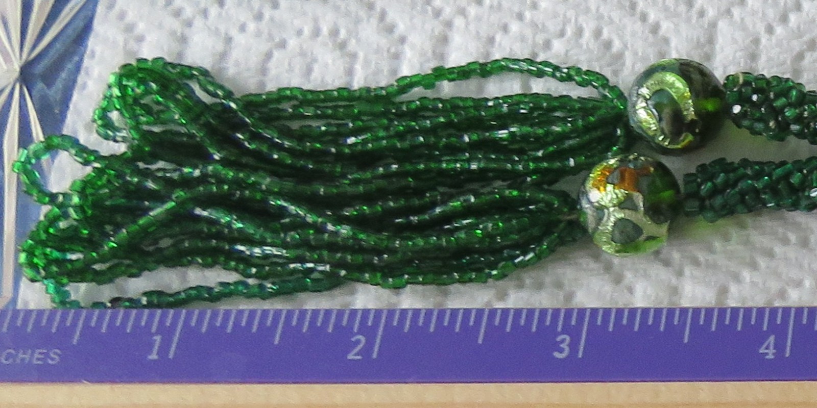 Lot 2 Antique Braun Crystal Opera Beads, Green & Gold Tns, With Braun Case