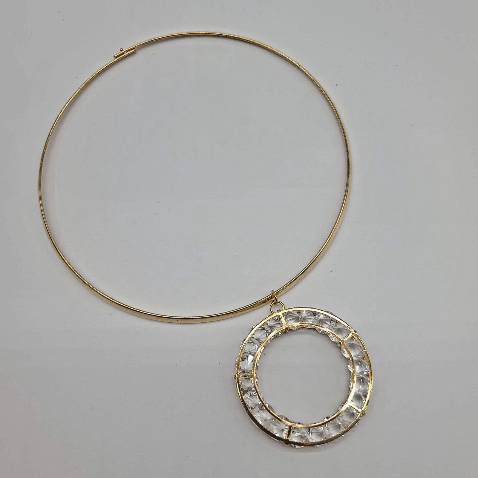 7 Charming Sisters “Love & Light” Crystal Halo & Gold Rigid Choker Necklace