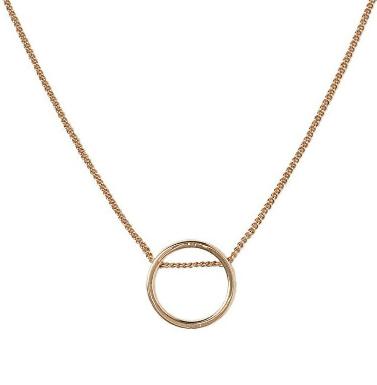 RING Pendant NECKLACE Lightweight 38cm Adjustable GOLD TONE Chain Circle Charm