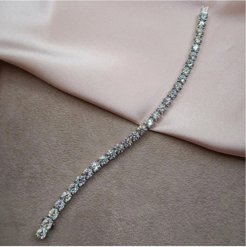 Round Lab Grown Diamond 9.50 Ct Certified Tennis Bracelet 14k White Gold Plated