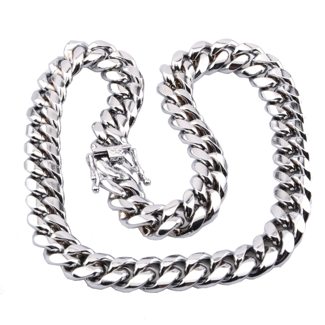 6-22mm Hip Hop Stainless Steel Miami Cuban Link Chain Necklace Silver Color