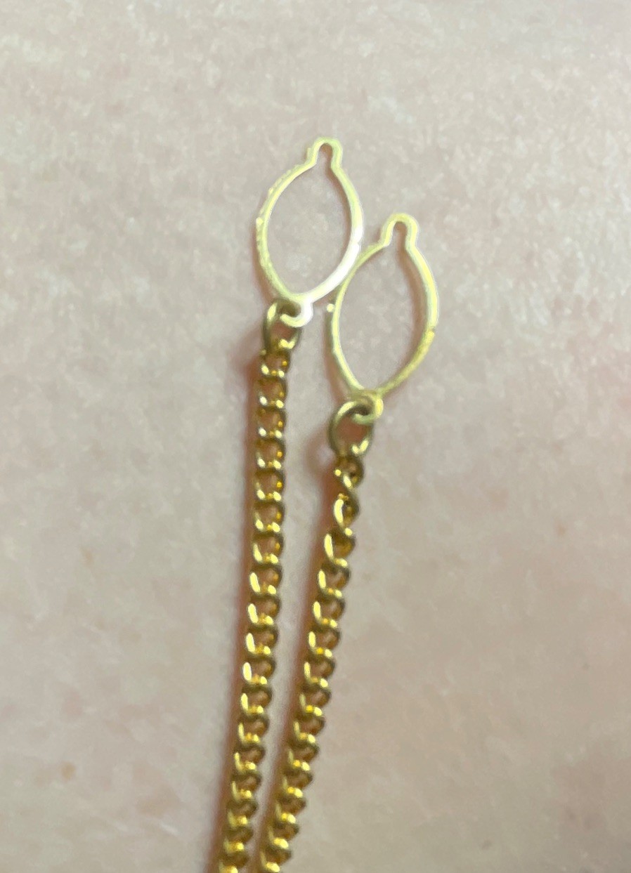 Yellow Gold Colored Dangle Drop Necklace Blue Crystal Rondelle Bead