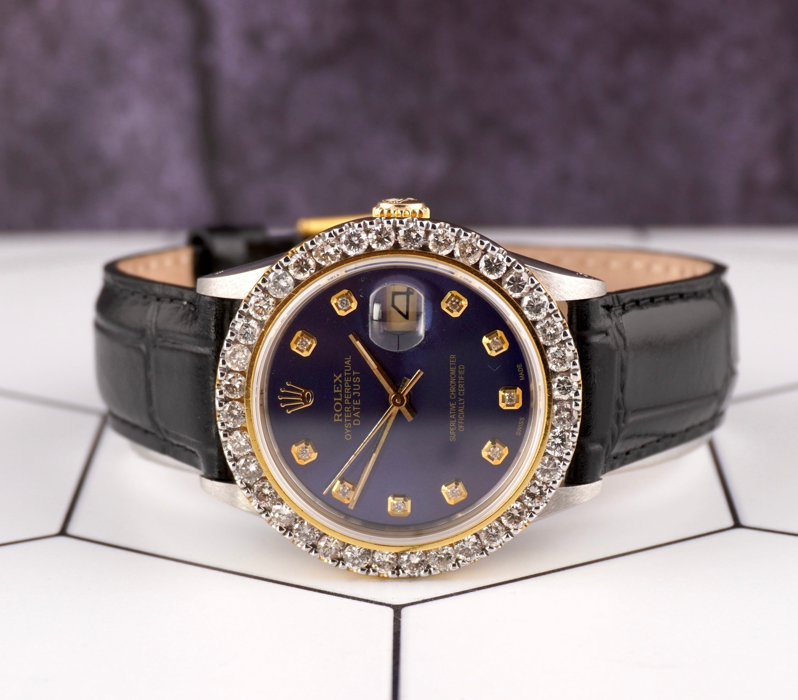 Rolex Datejust 36mm 2-Tone 2.25ct Dark Blue Diamonds Dial Men’s Watch